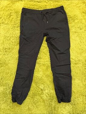 Men's Black Elastic Cuff Jogger Pants with Drawstring